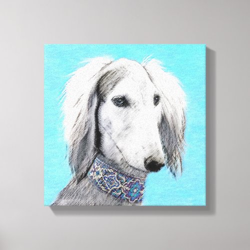 Saluki Silver Painting _ Cute Original Dog Art Canvas Print