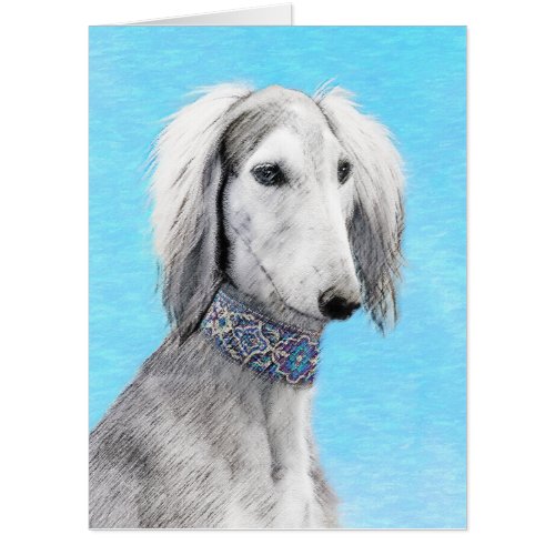Saluki Silver Painting _ Cute Original Dog Art Card