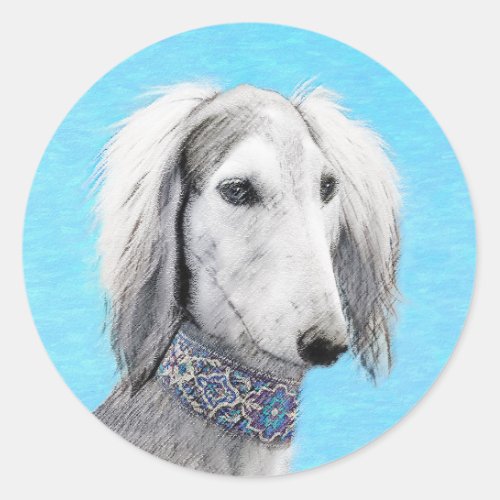 Saluki Silver Painting _ Cute Original Dog Art Classic Round Sticker