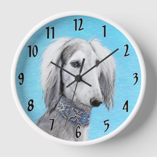 Saluki Silver Painting _ Cute Original Dog Art Clock