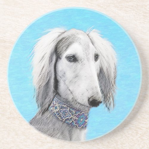 Saluki Silver Painting _ Cute Original Dog Art Coaster