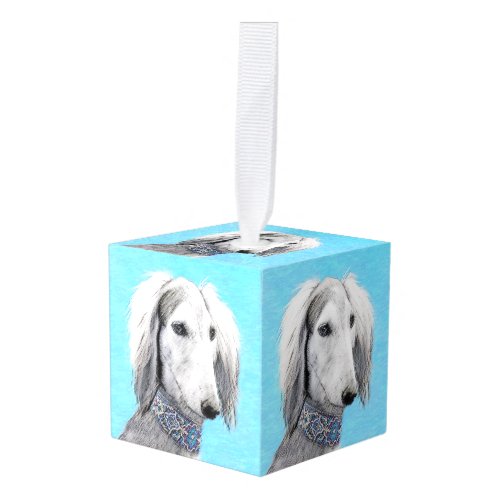 Saluki Silver Painting _ Cute Original Dog Art Cube Ornament