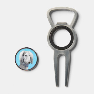 Saluki (Silver) Painting - Cute Original Dog Art Divot Tool