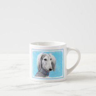 Saluki (Silver) Painting - Cute Original Dog Art Espresso Cup