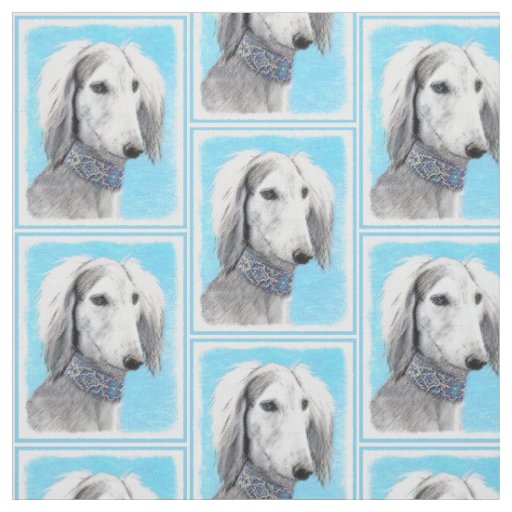 Saluki (Silver) Painting - Cute Original Dog Art Fabric