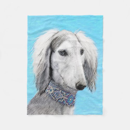 Saluki Silver Painting _ Cute Original Dog Art Fleece Blanket