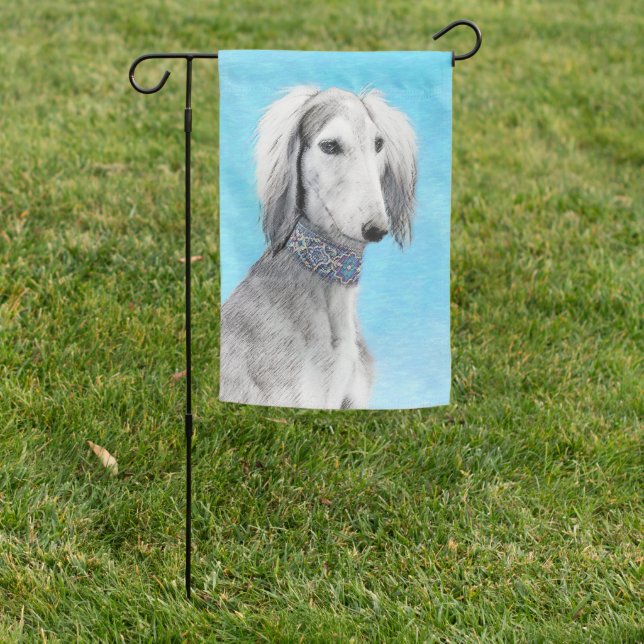 Saluki (Silver) Painting - Cute Original Dog Art Garden Flag (In SItu)