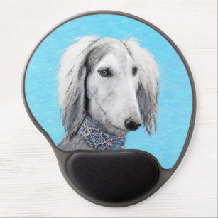 Saluki (Silver) Painting - Cute Original Dog Art Gel Mouse Pad