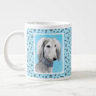 Saluki (Silver) Painting - Cute Original Dog Art Giant Coffee Mug