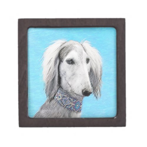 Saluki Silver Painting _ Cute Original Dog Art Gift Box
