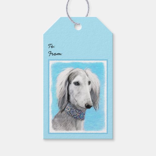 Saluki Silver Painting _ Cute Original Dog Art Gift Tags