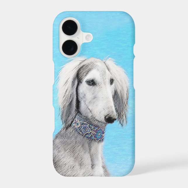 Saluki (Silver) Painting - Cute Original Dog Art iPhone Case (Back)