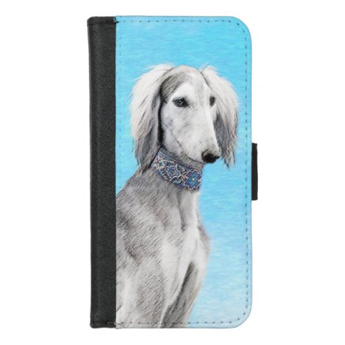 Saluki Silver Painting _ Cute Original Dog Art iPhone 87 Wallet Case