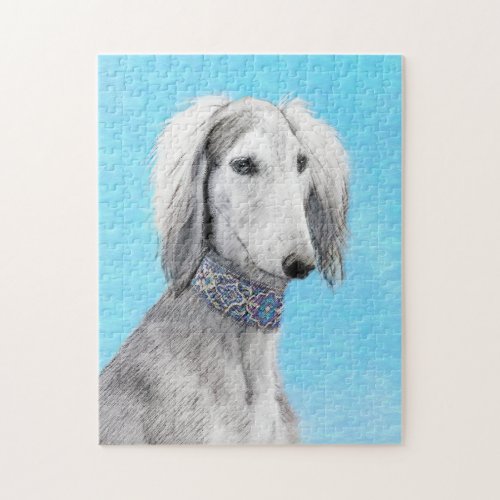 Saluki Silver Painting _ Cute Original Dog Art Jigsaw Puzzle