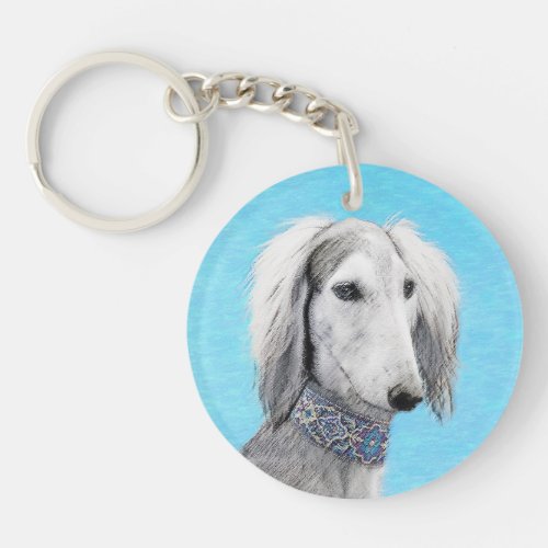 Saluki Silver Painting _ Cute Original Dog Art Keychain