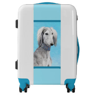 Saluki (Silver) Painting - Cute Original Dog Art L Luggage