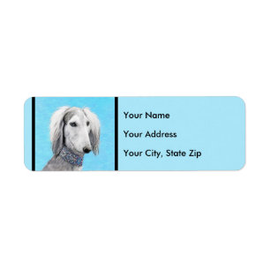 Saluki (Silver) Painting - Cute Original Dog Art Label