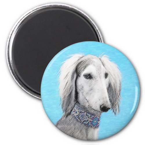 Saluki Silver Painting _ Cute Original Dog Art Magnet