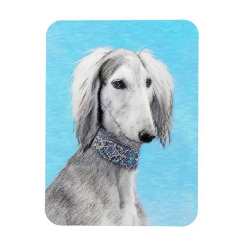 Saluki Silver Painting _ Cute Original Dog Art Magnet