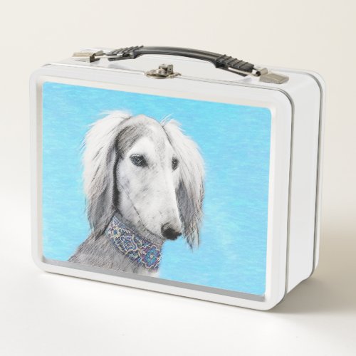 Saluki Silver Painting _ Cute Original Dog Art Metal Lunch Box