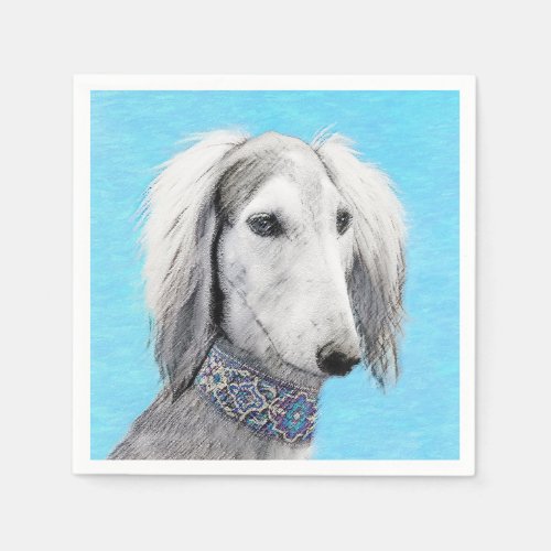 Saluki Silver Painting _ Cute Original Dog Art Napkins