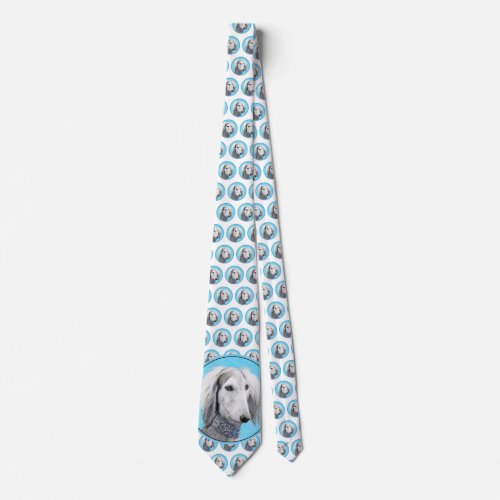 Saluki Silver Painting _ Cute Original Dog Art Neck Tie