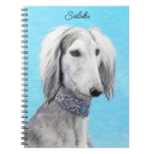Saluki (Silver) Painting - Cute Original Dog Art Notebook