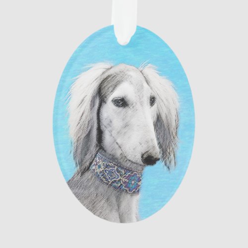 Saluki Silver Painting _ Cute Original Dog Art Ornament