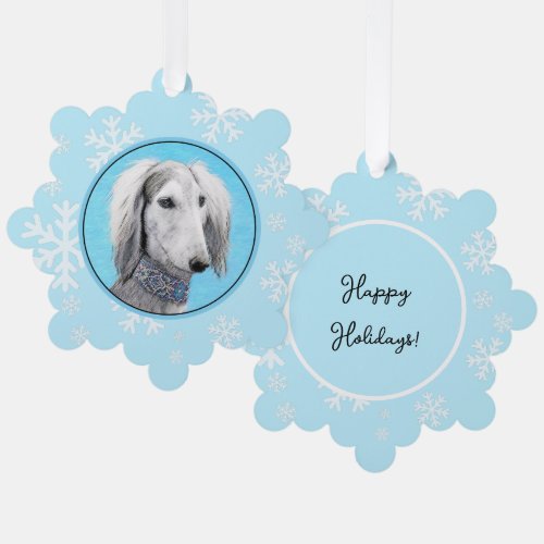 Saluki Silver Painting _ Cute Original Dog Art Ornament Card