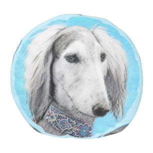 Saluki (Silver) Painting - Cute Original Dog Art P Pouf