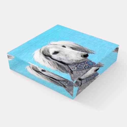 Saluki Silver Painting _ Cute Original Dog Art Paperweight