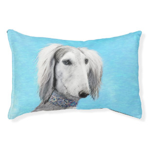 Saluki (Silver) Painting - Cute Original Dog Art Pet Bed