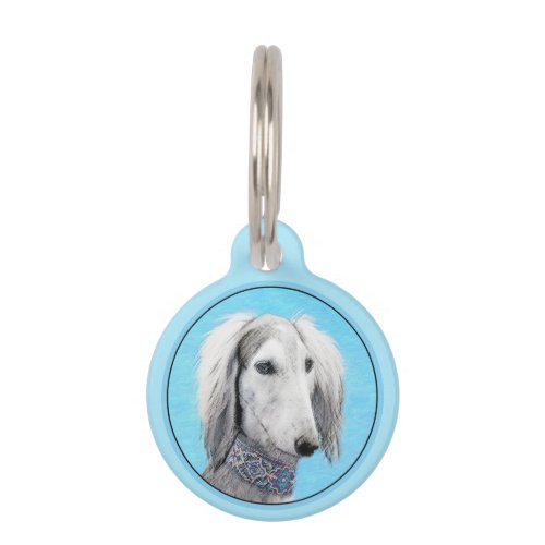 Saluki Silver Painting _ Cute Original Dog Art Pet ID Tag