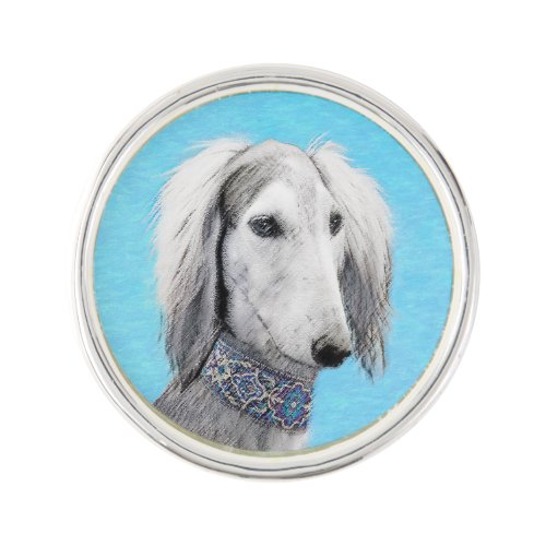 Saluki Silver Painting _ Cute Original Dog Art Pin