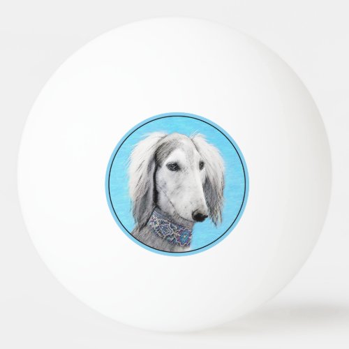 Saluki Silver Painting _ Cute Original Dog Art Ping Pong Ball