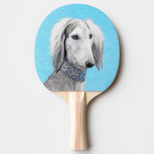 Saluki Silver Painting _ Cute Original Dog Art Ping Pong Paddle