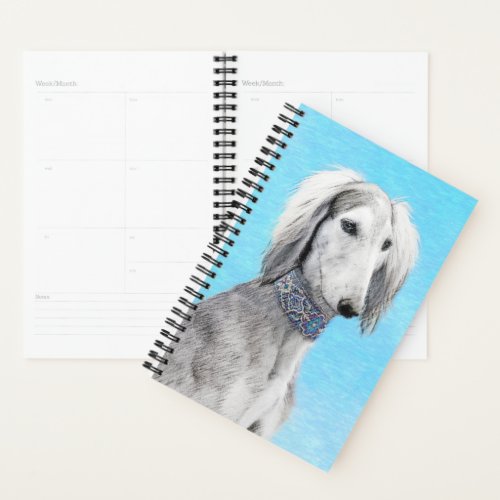 Saluki Silver Painting _ Cute Original Dog Art Planner