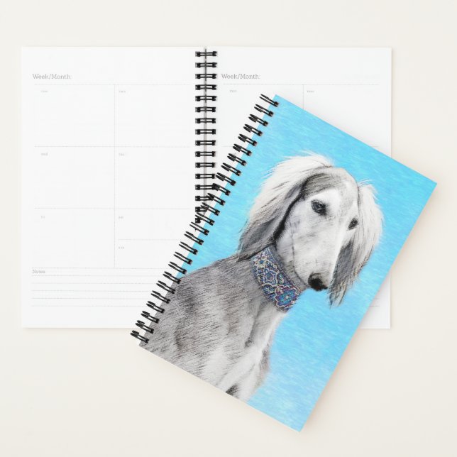 Saluki (Silver) Painting - Cute Original Dog Art Planner (Display)