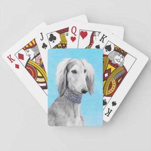 Saluki Silver Painting _ Cute Original Dog Art Playing Cards