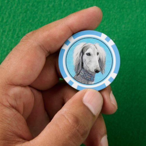 Saluki Silver Painting _ Cute Original Dog Art Poker Chips