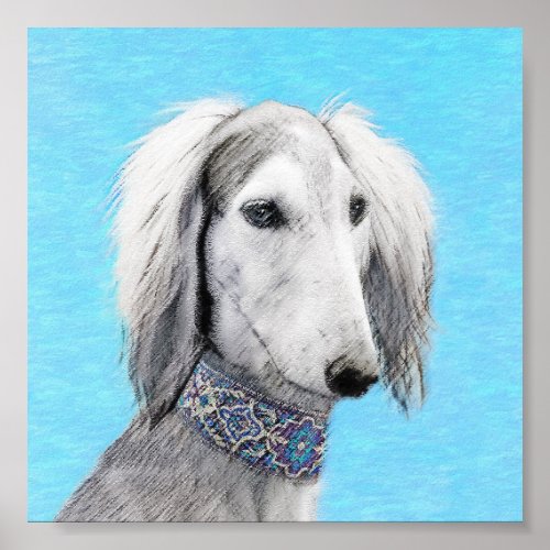 Saluki Silver Painting _ Cute Original Dog Art Poster
