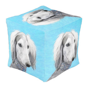 Saluki (Silver) Painting - Cute Original Dog Art Pouf