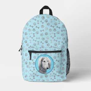 Saluki (Silver) Painting - Cute Original Dog Art Printed Backpack