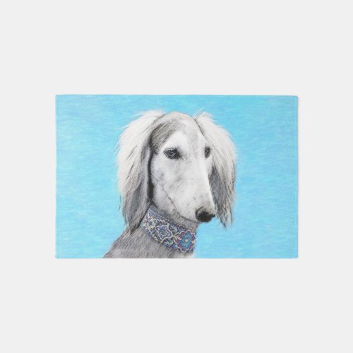 Saluki Silver Painting _ Cute Original Dog Art Rug