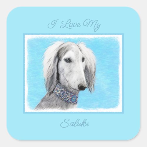 Saluki Silver Painting _ Cute Original Dog Art S Square Sticker