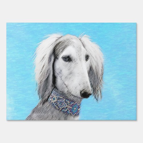 Saluki Silver Painting _ Cute Original Dog Art Sign