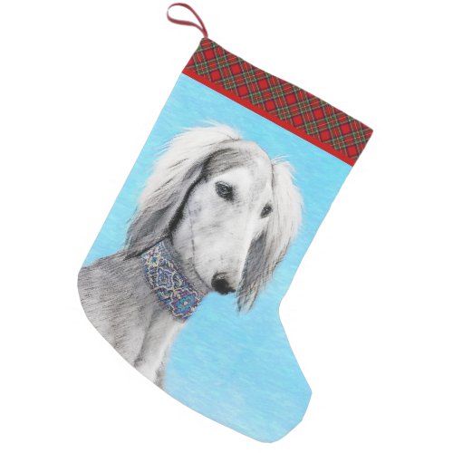 Saluki Silver Painting _ Cute Original Dog Art Small Christmas Stocking