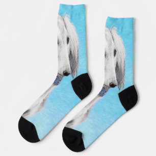 Saluki (Silver) Painting - Cute Original Dog Art Socks