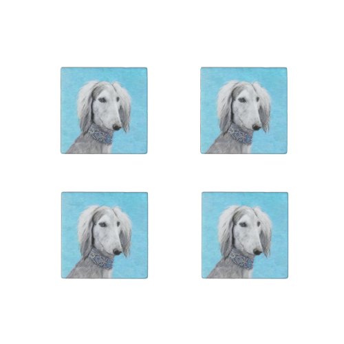 Saluki Silver Painting _ Cute Original Dog Art Stone Magnet