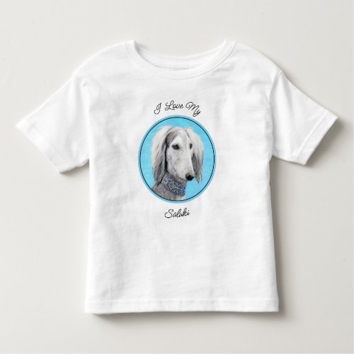 Saluki Silver Painting _ Cute Original Dog Art Toddler T_shirt